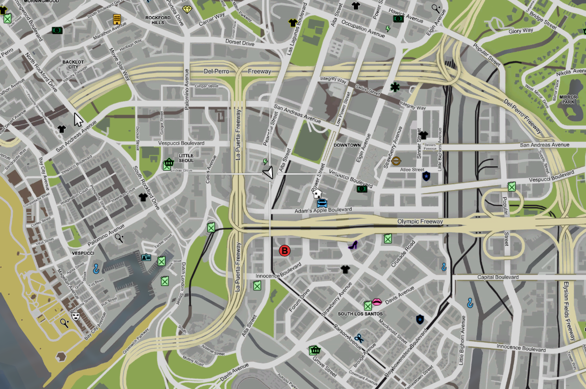 Carte GTA V avec repère de localisation Dynasty